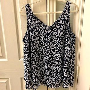Lane Bryant Swing Tank. Light and Airy. White and navy. Like New Size 18